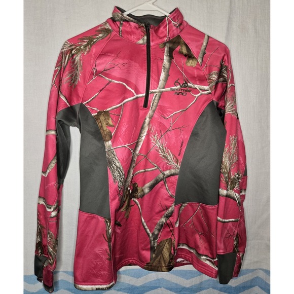 Realtree Tops - RealTree Pullover Womens M (38-40) Pink Camo Half Zip Stretch, Wicking